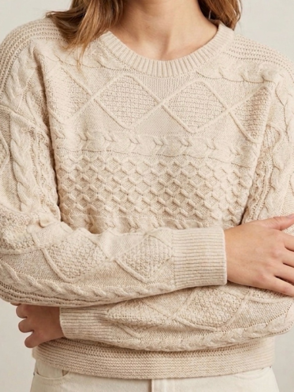 Olive + Oak Cream Cable Knit Sweater Size M - NEW